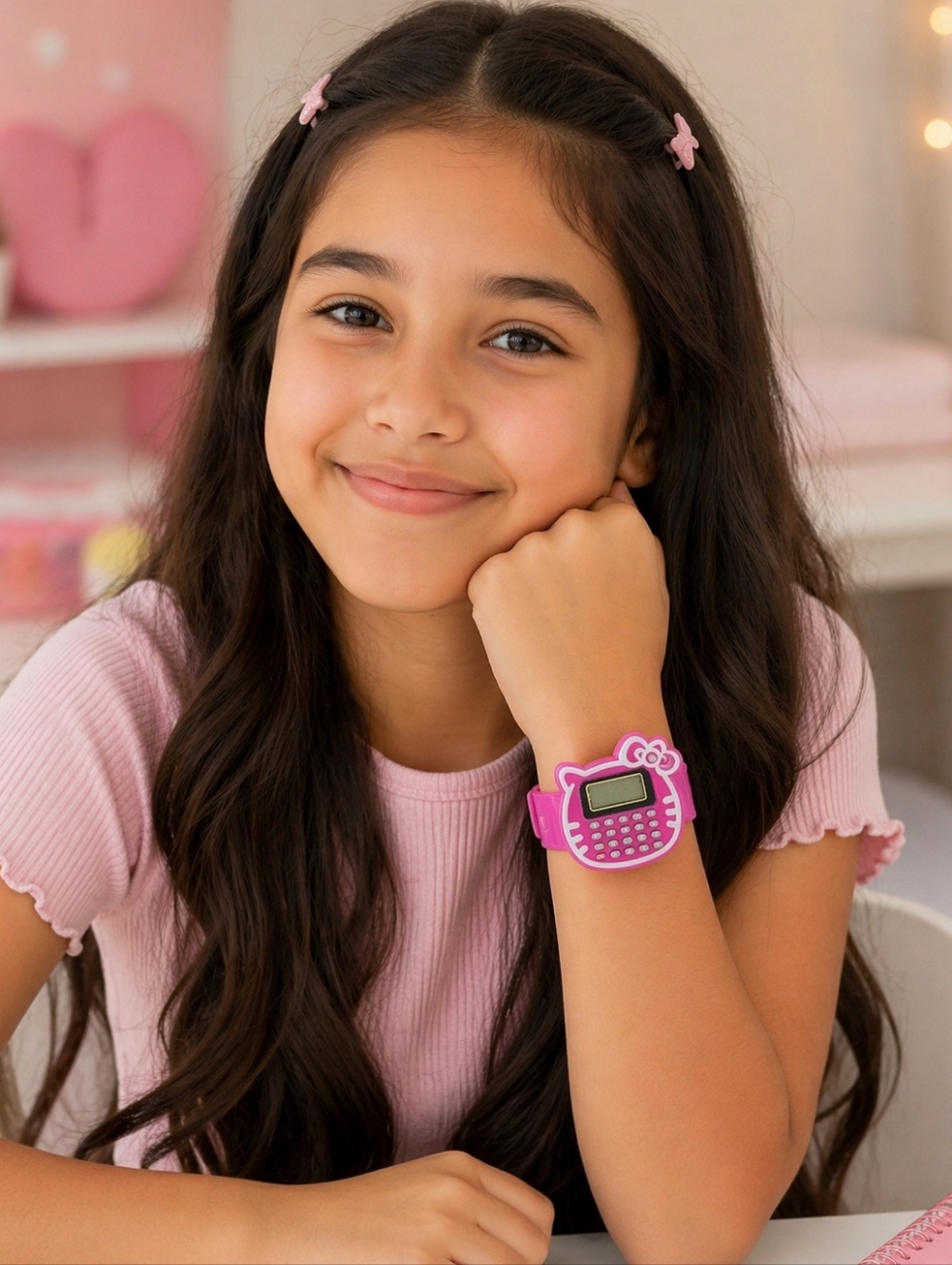 Pink hello kitty digital calculator watch